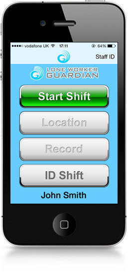Lone Worker Guardian app on iPhone